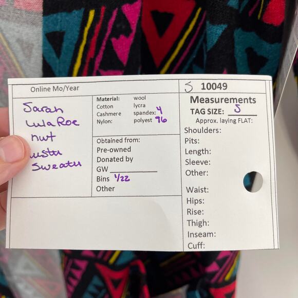 LulaRoe women's SARAH knit cardigan knit sweater duster length open no button - Picture 10 of 10